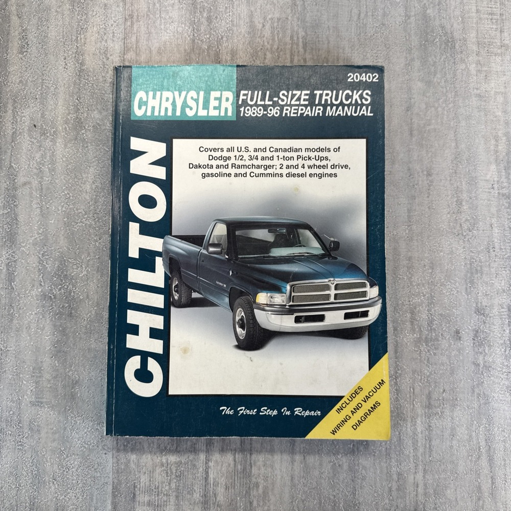 CHILTON Chrysler Full-Size Trucks 1989-96 Repair Manual 20402 Shop Book